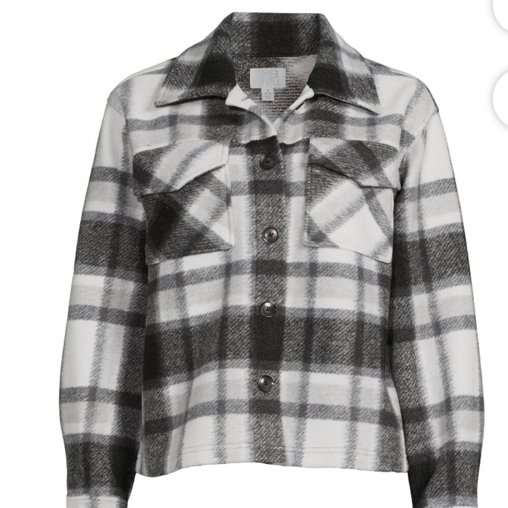 Time &Tru Brushed Fleece Cropped Shacket